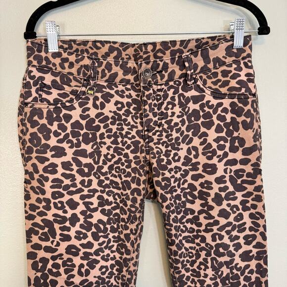 AX Armani Exchange Jeans Womens 4 Black Tan Cheetah Animal Print Low Rise Skinny - Picture 3 of 8